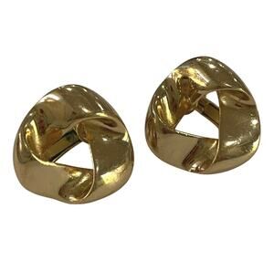 Vintage Vendome Clip On Earrings Goldtone Infinity Ribbon Design Screw Adjusts